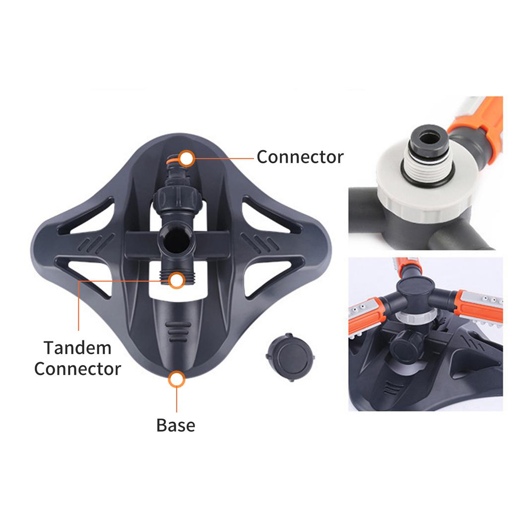 360 Grad Drehbarer Gartensprenger Einstellbarer 3-Arm Rasensprenger Bewässerungssystem Outdoor Garten