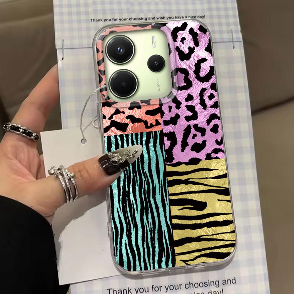 Splicing Purple Leopard Print Phone Case for Xiaomi Redmi Note 14 13 12 11 11S 10 10S 9 Pro 9C 13C 14C A3 A4 A3X 9C A1 A2 Cover