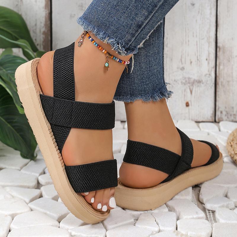 Elastic Band Wedge Sandals for Women Summer 2025 Lightweight Non Slip Beach Shoes Woman Casual Comfort Platform Sandalias Mujer