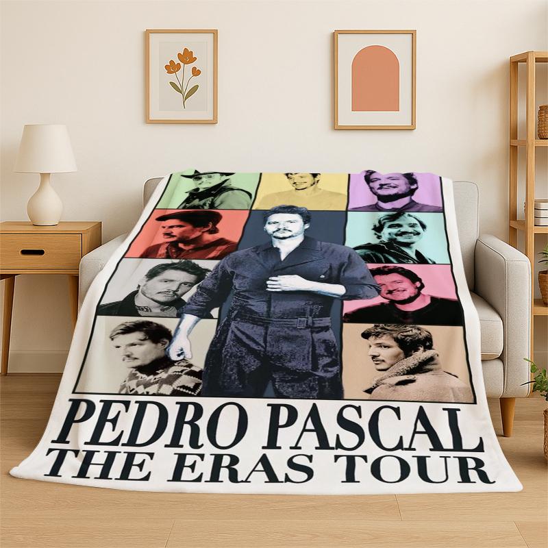 Fashion Pedro Pascal Star Flannel Blanket Soft Warm Throw Blanket for Bedroom Living Room Bed Travel Camping Picnic Gift Kids