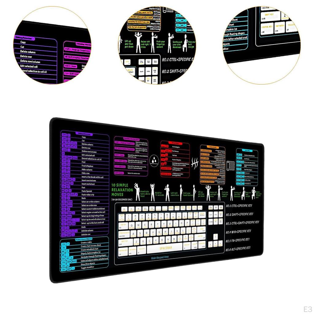 Excel Tastenkürzel Mauspad Gaming Mauspad Bequem Verdicken Gummi Schreibtischunterlage Wasserdicht