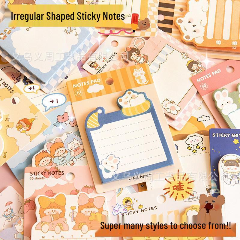 High-Value Cute Animal Irregular Shape Sticky Notes for Students Single Book [30 Sheets]