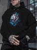 Felpa Con Cappuccio King Lion Con Corona, Stampa Splash-Ink, Streetwear Unisex Oversize In Pile Per Autunno Inverno
