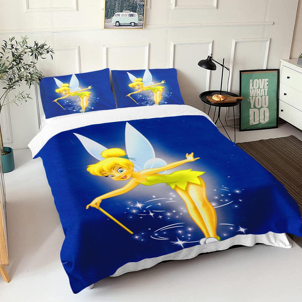 Kreslený anime povlak na přikrývku Zvonilka 100% polyester Šetrný k pokožce Prodyšný Roztomilý potisk Přikrývka Ložní prádlo