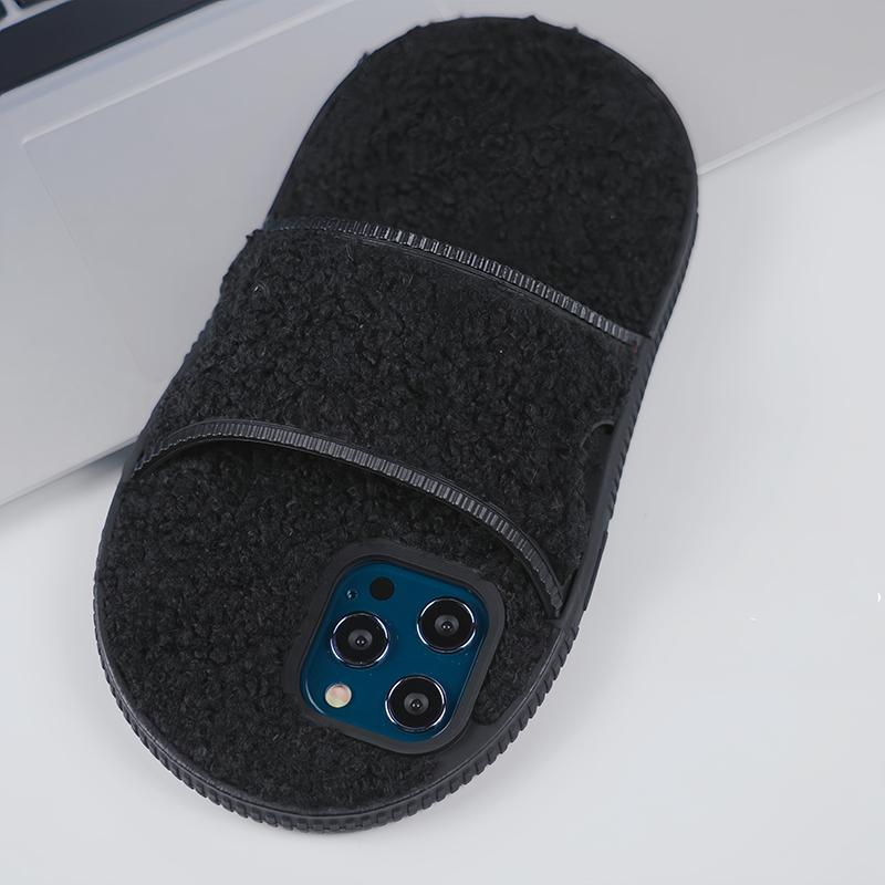 

Soft TPU Mirror Solid Color Plush Slippers Phone Case For iPhone 15 Pro Max 11 12 13 14 Pro Max Shockproof Bracket Back Cover for iphone11(6.1 ) червоний