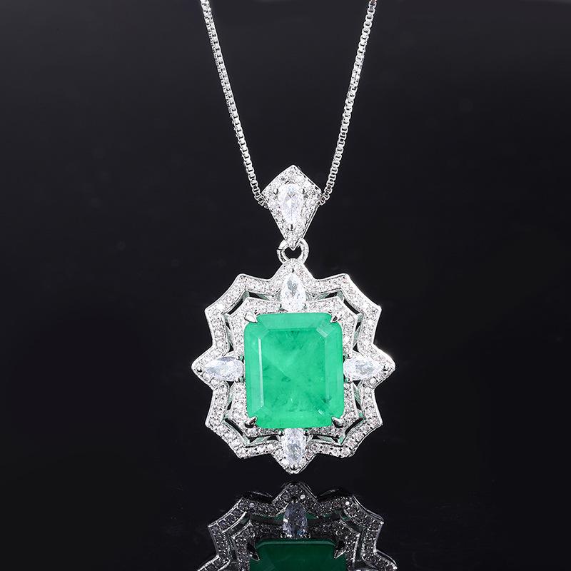 Jewelry Retro Simulation Emerald Pendant Ring With Diamond Print Set Main Stone