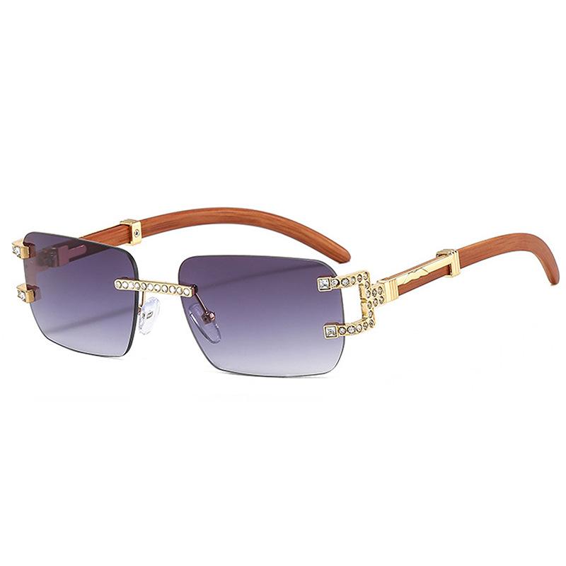 Fashion sunglasses new frameless trimmed diamond Internet celebrity street photography trend versatile box sunglasses