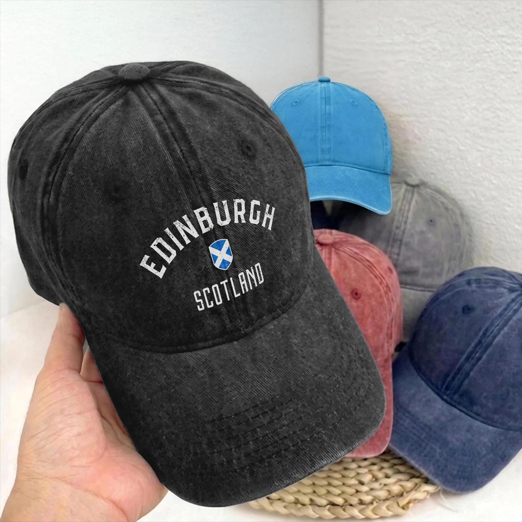 Edinburgh Scotland United Kingdom Unisex Unstructured Baseball Cap UK Flag Distressed Denim Hat Vintage Activities Gift Snapback