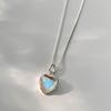 Heart Moonstone Necklace For Women Silver Color Gradient Gemstones Pendant Necklace Bead Chain Necklace Fashion Jewerly Gift