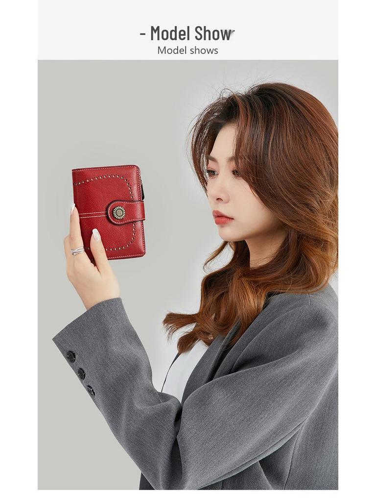 2025 RFID Anti-Theft Women's Short Zipper Wallet – Fashionable, Large Capacity Coin Purse