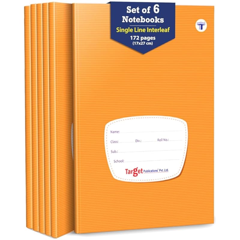 Target Publications Single Line Interleaf Notebooks | One Side Blank/Unruled & One Side Ruled | 172 Pages | Soft Brown C