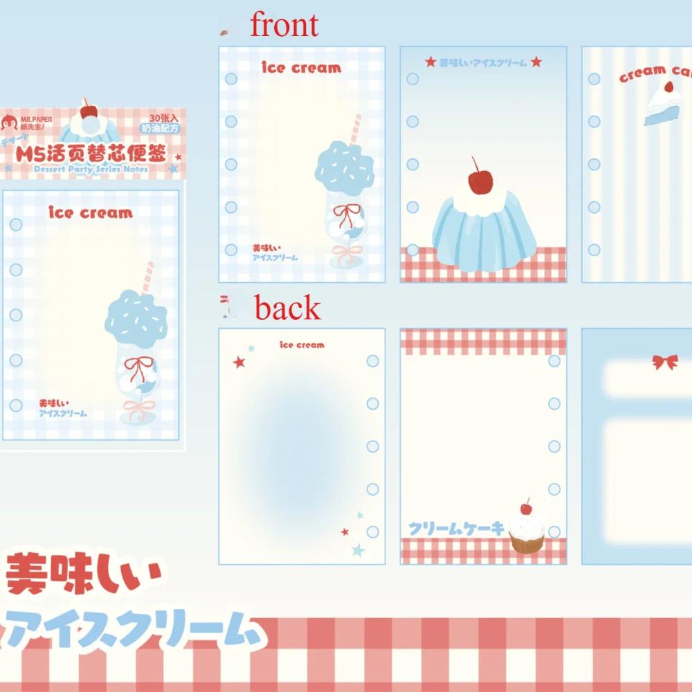 M5 30 listů Roztomilé barevné volné listy Vnitřní strana Deník Skicák Příslušenství Diář Kancelářské potřeby