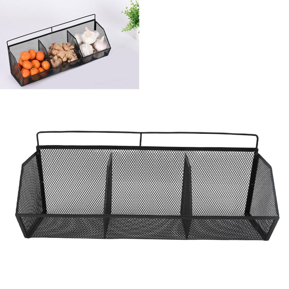 3pcs Wall Mount Metal Wire Basket Metal 3 Grids Basket Slanted Opening Basket  Laundry Room