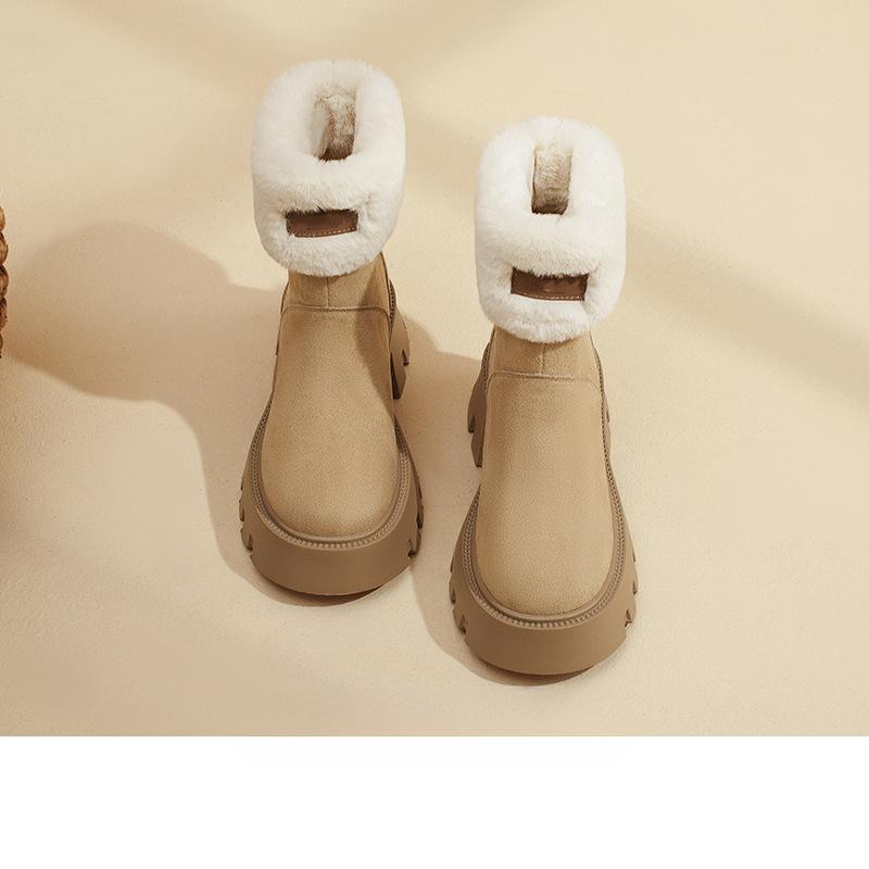 

Женские зимние ботинки на платформе, нескользящие ботинки из искусственной замши, боевые ботинки с подкладкой из искусственного меха, теплые ботинки челси для ходьбы до середины икры, обувь для женщин 40 хаки