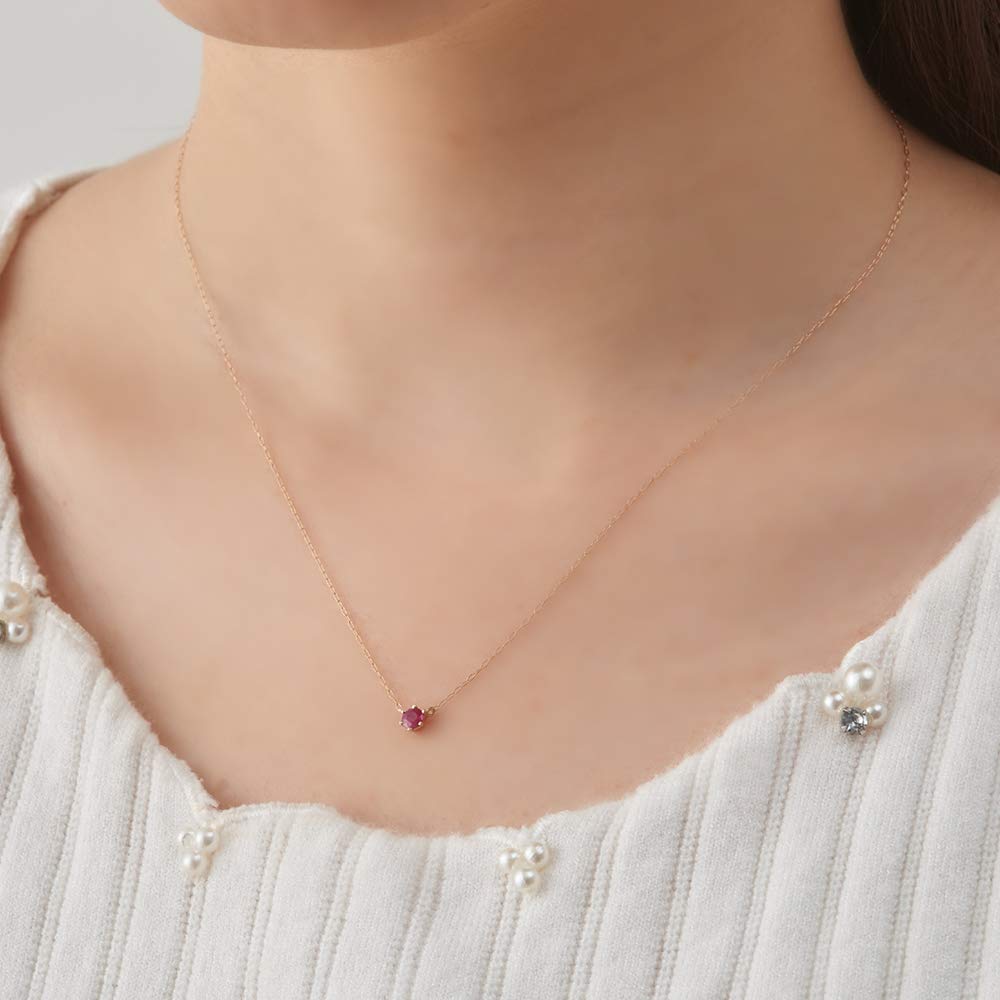 ESTELLE July Birthstone Ruby Necklace in 18K Pink Gold [WEB Exclusive] (0351-9588-0014-0000)