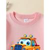 European Sizes Cartoon Monster Truck Orange Blue Eyes Girls' Crew Neck Fashion Sweatshirt, Autumn Winter Western Top, Long Sleeved Casual.