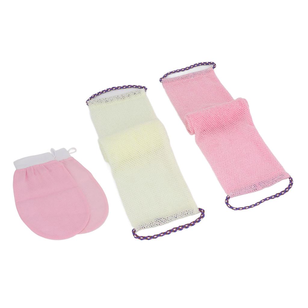 African Net Sponge Long Net Bath Sponge Nylon Body Exfoliating Net Back Scrubber with Bathing Gloves for Shower Skin