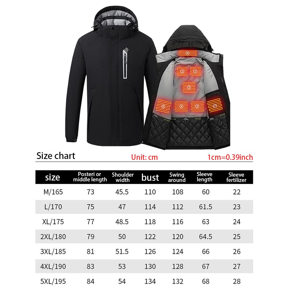 Winter Smart Heating Jacket 8 Zones Heating Coat 3 Gear Temperature Adjustable USB Charging Jacket