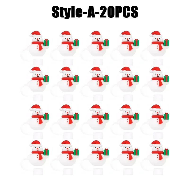 1-100PCSChristmasStraw DustCap 10mm Glass Straw Stopper Universal Water Bottle Reusable Cup Cover Accessories Holiday Party Gift