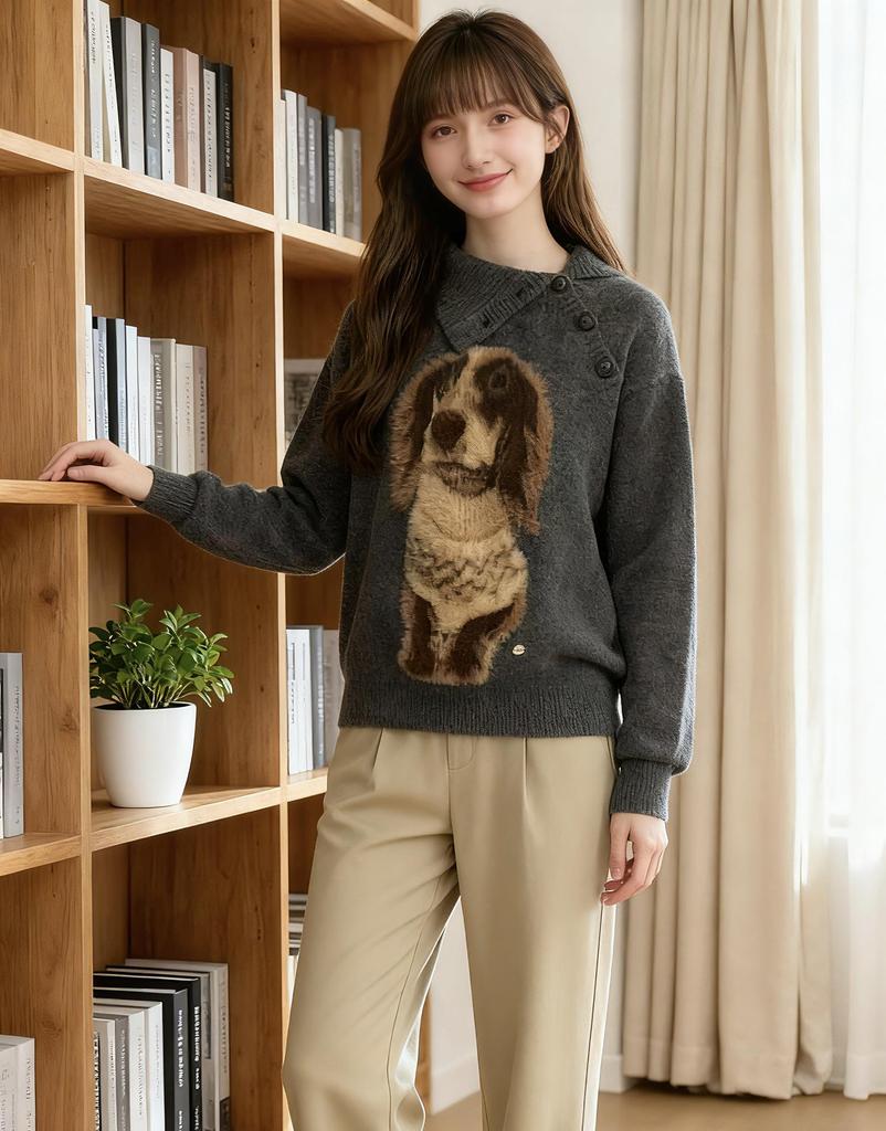 Women's Retro Dachshund Knit Sweater - Cute, Stylish, and Unique.