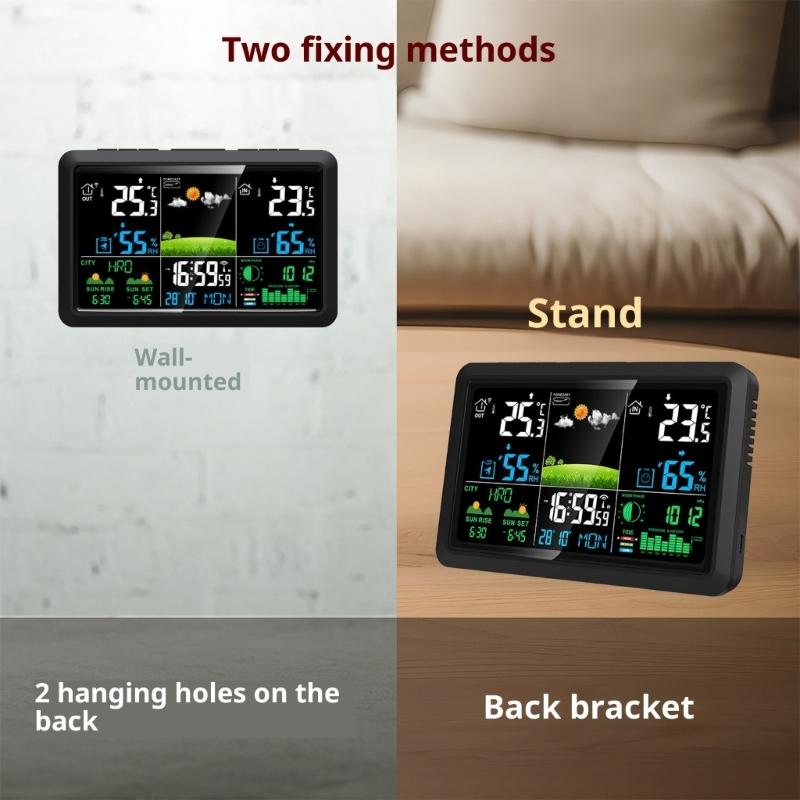 Digital Thermometers Hygrometer Alarm Clock With WiFi Connection Color Screen Weather Updates For Indoor Outdoor