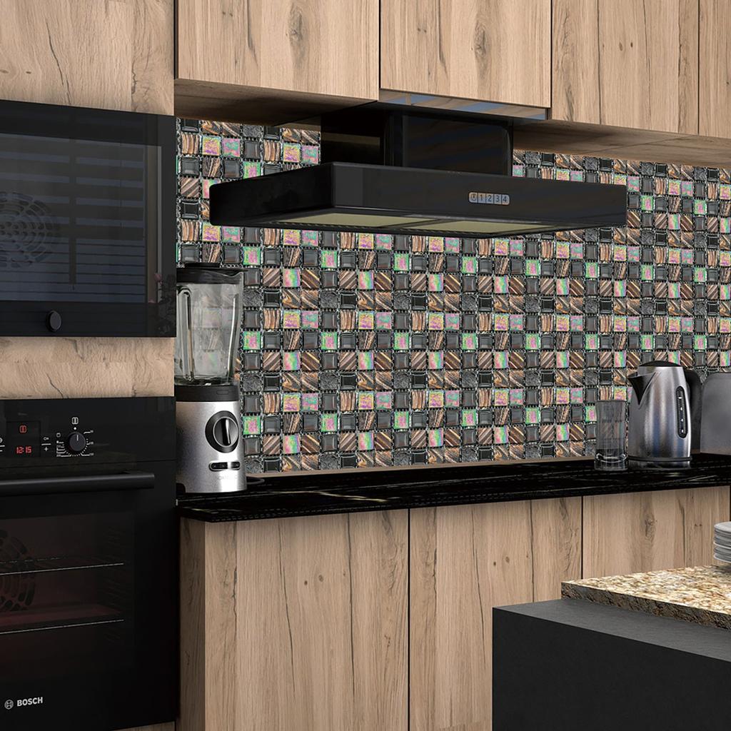 40pc Peel and Stick 3D Mosaic Tile Stickers Self Adhesive Crystal Tiles for Kitchen Bathroom Wall Backsplash Renovation