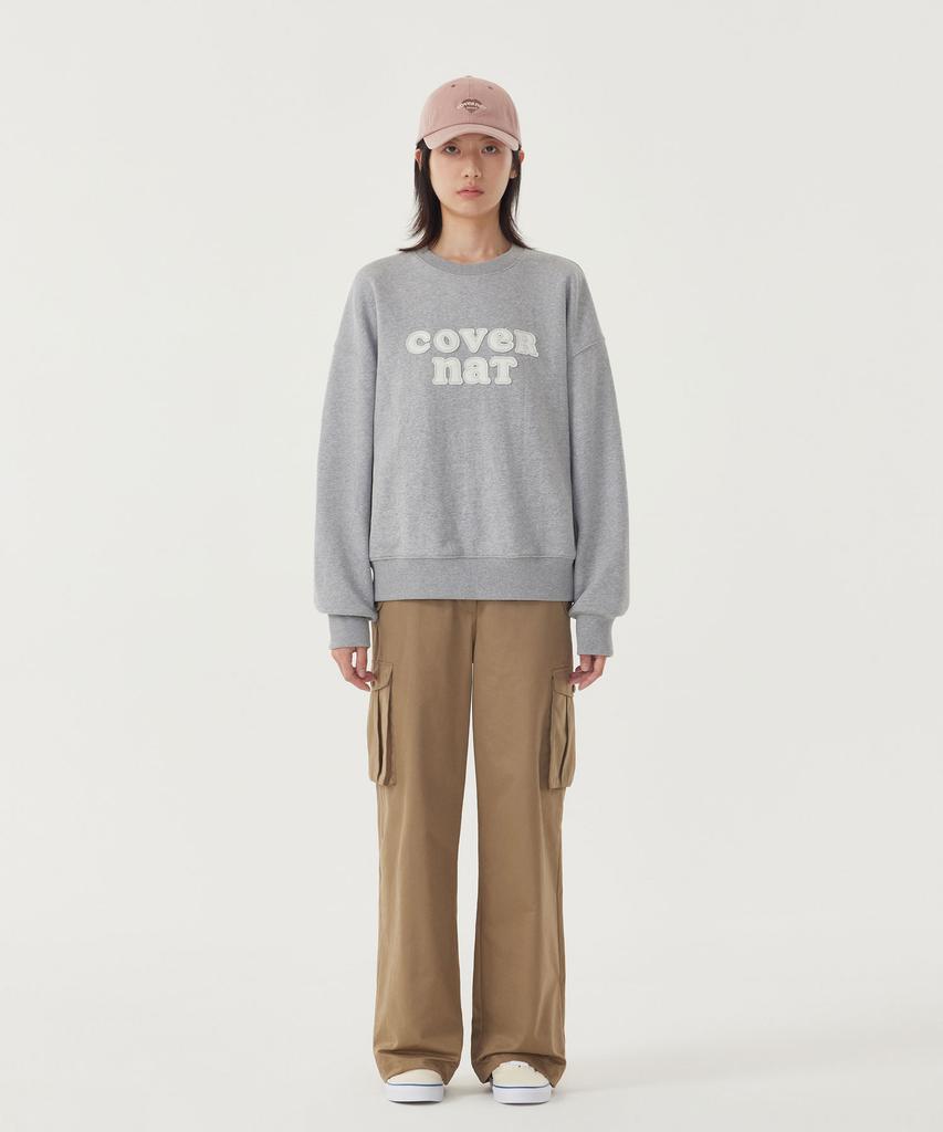COVERNAT WOMAN Oversized Cooper Logo Sweatshirt Melange Gray