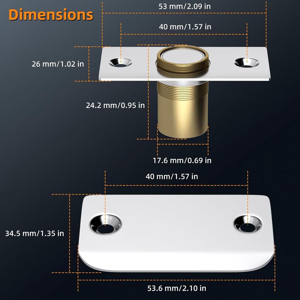4Pcs Magnetic Balls Door Catches Adjustable Concealed Latches Closet Door Balls Catches Replacement French Door Lock
