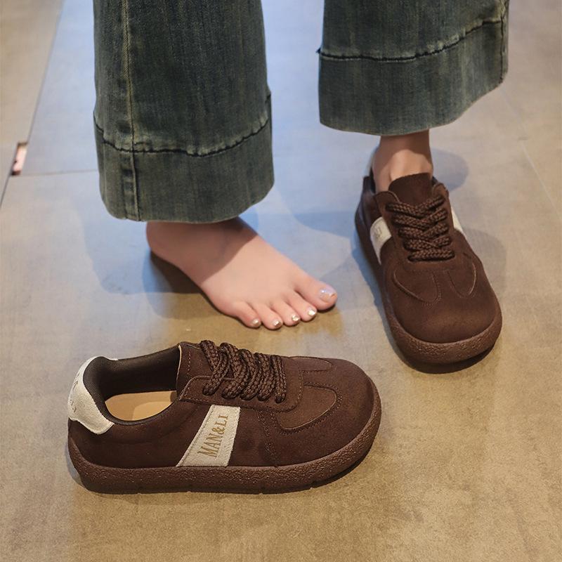 Leder Damen Kinder Herbst neu vielseitig mattes Leder hässlich süße Schuhe lässige Board-Schuhe