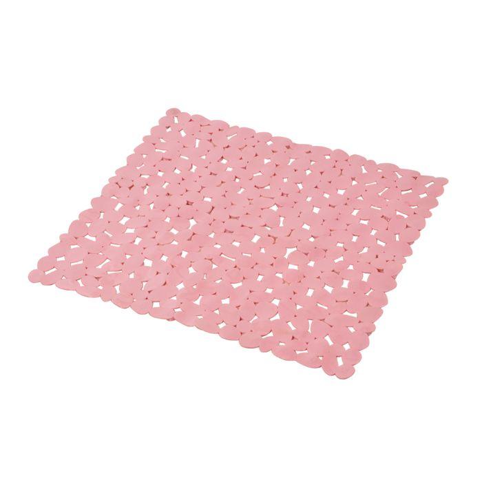 Tapis fond de douche galet rose poudre