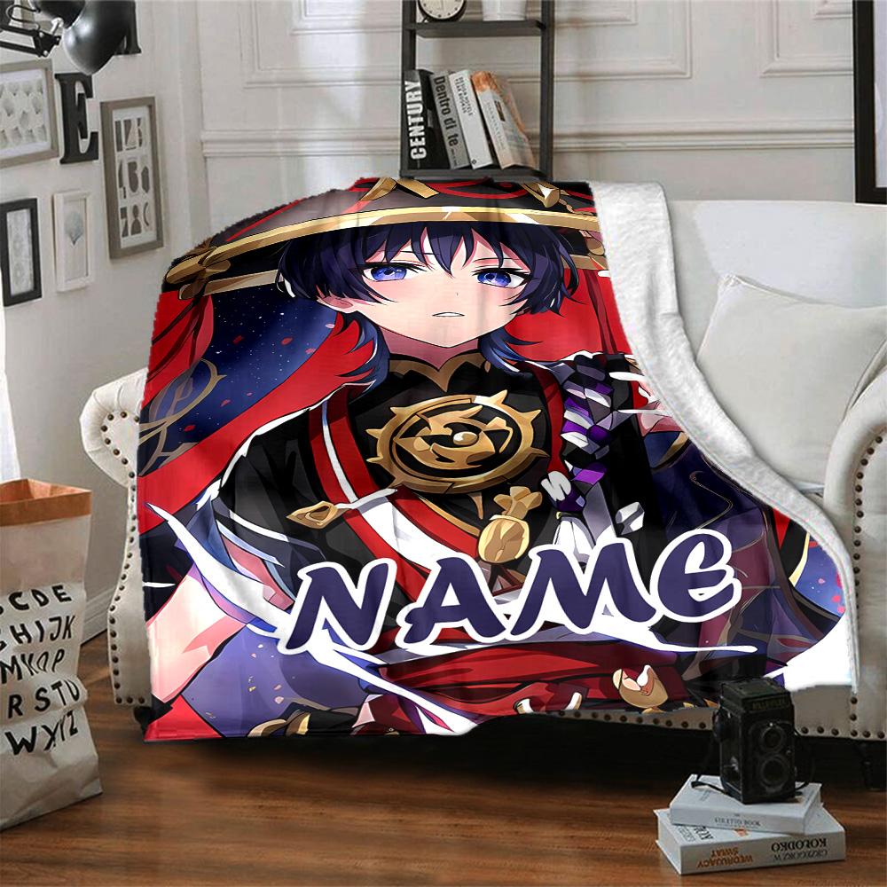 Customizable Genshin Impact4 Throw Blanket – Personalized Name, All-Season Cozy Snug Blanket, Machine Washable, Personalized Blanket