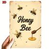 Vintage Bees & Honey Metal Tin Sign for Kitchen Farm Interior Decor
