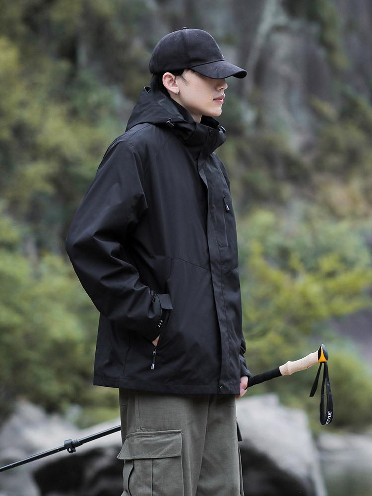 Unisex 3-in-1 Detachable Outdoor Jacket Set: Windproof, Rainproof, Wear-Resistant