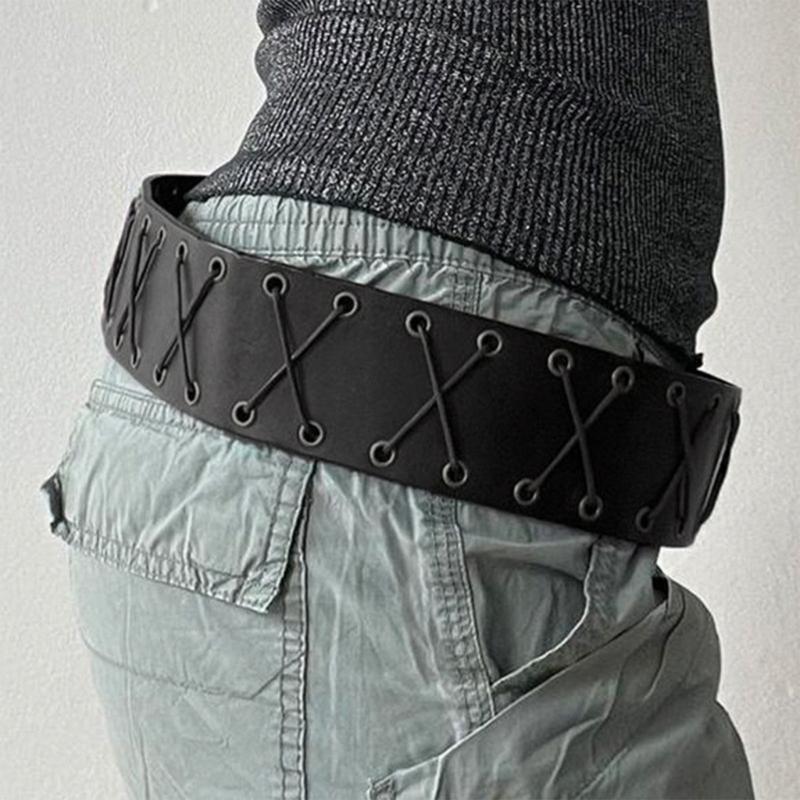 Adjust Laceup Cincher Belt Women Waist Belt Western Wide Belt PU Corset