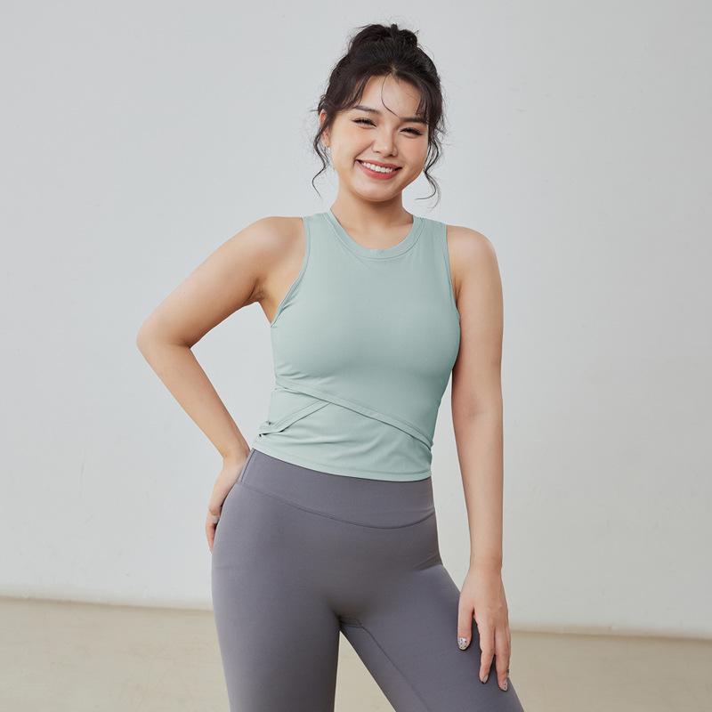 

Women s Shockproof Yoga Vest with Chest Pad - Sleeveless Fitness Training Top Large