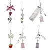 Lovely Phone Charm Colorful Beaded Keychain Acrylic Alloy Keyring Bag Accessory