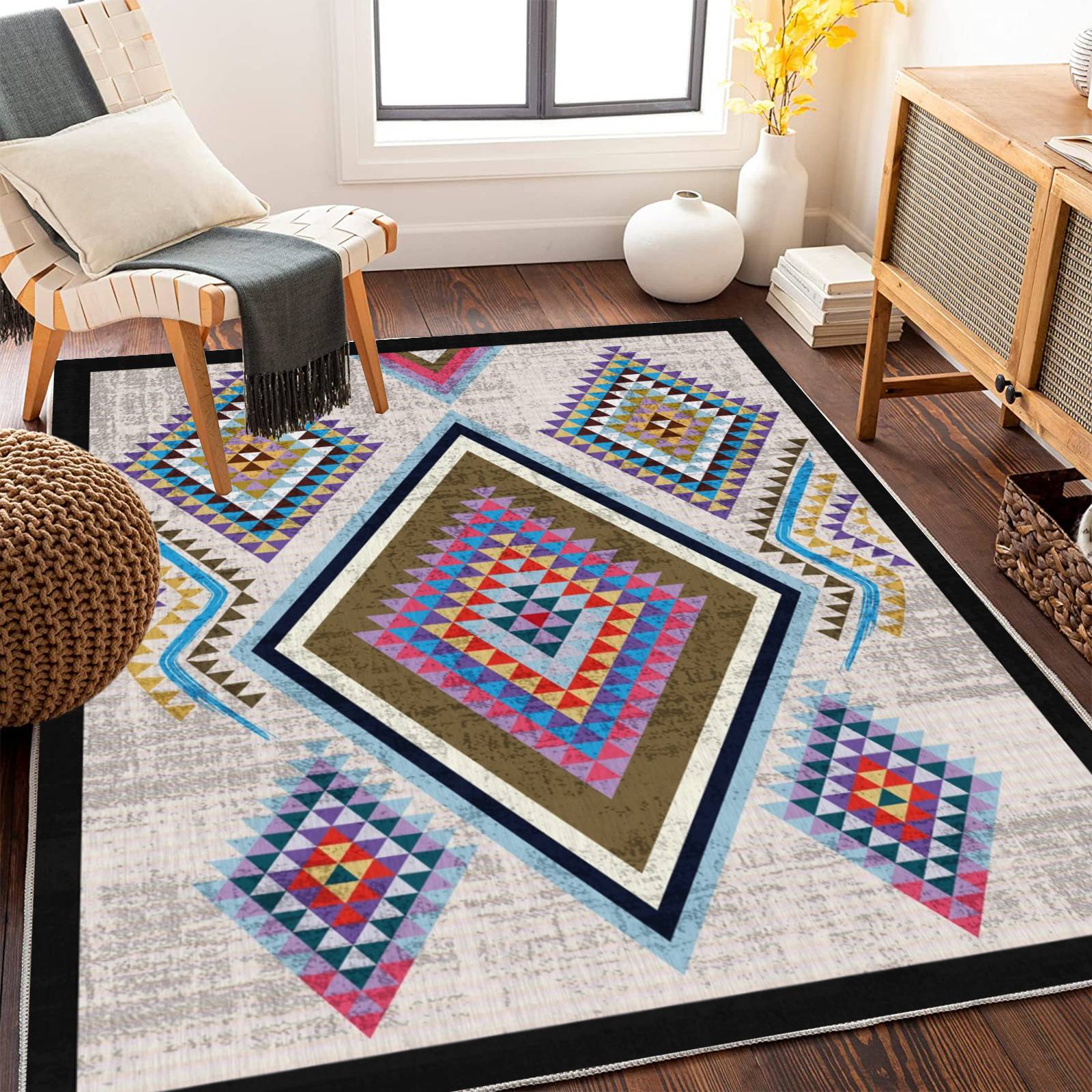 

Килим в марокканському етнічному стилі Вітальня Брудостійкий журнальний столик Килимок Прикраса спальні Килим біля ліжка 80 * 120cm