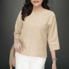 ZANZEA Women Casual Round Neck Solid Color Loose 3/4 Sleeve Blouse