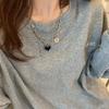 Titanium Steel Heart-shaped Necklace for Women, High-end Style Multi-layered with Sweater Chain