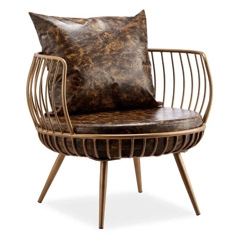 Nordic Living Room Chairs Wrought Iron Sofa Luxury Minimalist Chairs Hair Salon Rest Area Chair Coffee Restaurant Deck Armchair