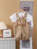 Kids' Fashionable Summer Outfit: Stylish Boys' Overalls & Trendy Girls' Clothes Set