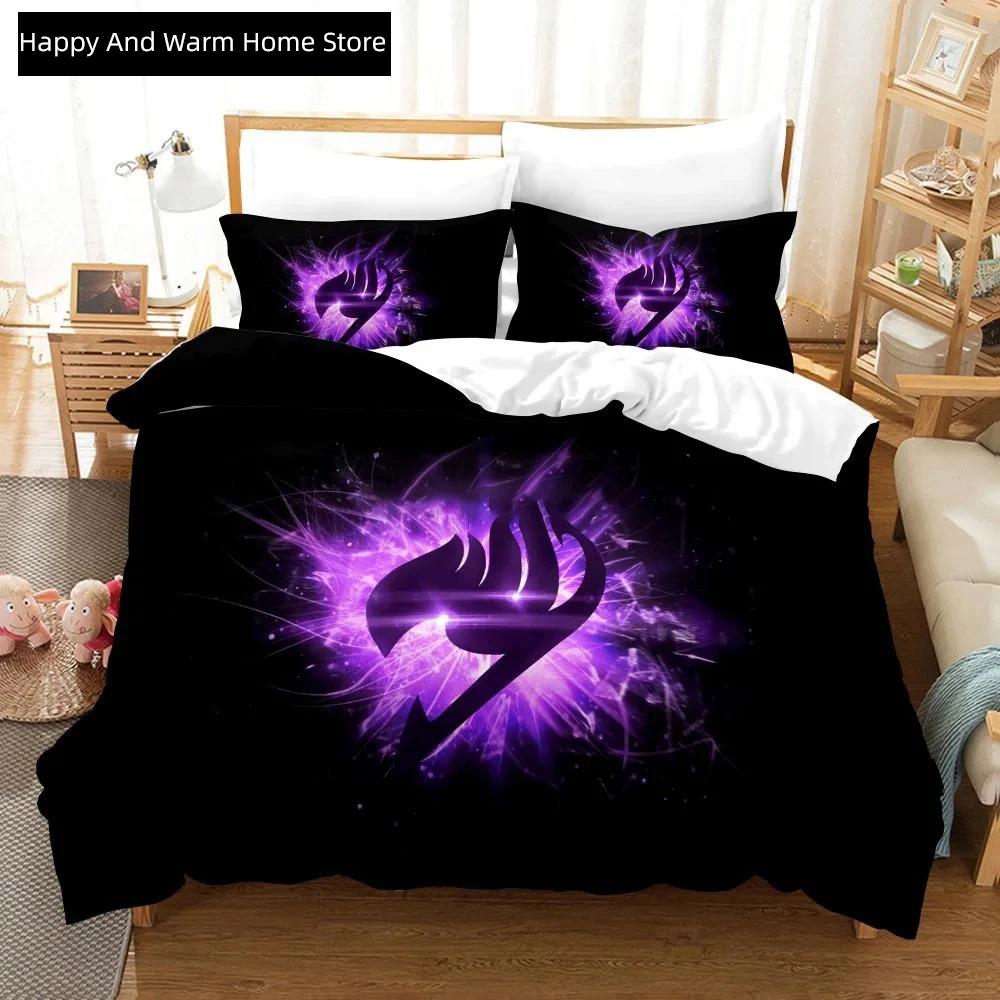 3D Print Anime Fairy Tail Logo Natsu Beding Set Young Boys Young Girls Twin Quen Sized Dimensions Soft Duvet Cover Pilowcase Bed Young Boys Adult