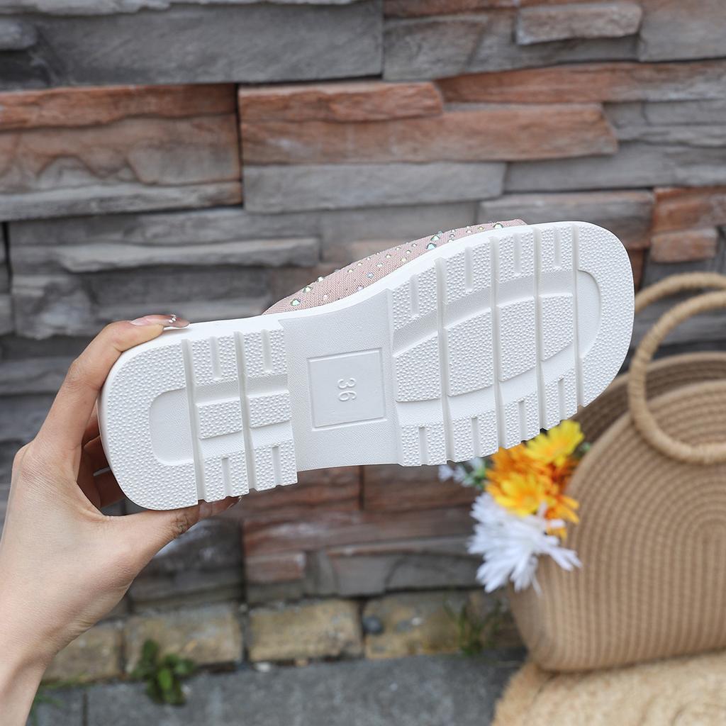 Fashionable and Comfortable Square Toe Slippers Thick Sole and Fish Mouth Beach Sandals