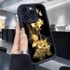 Gold Label Floral Steps Black Phone Case for iPhone 14/15/16/17 Pro Max