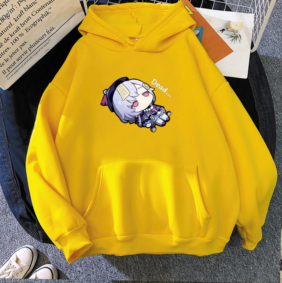 Kawaii Genshin Impact Qiqi Hoodies Anime Sweatshirts Women Long Sleeve Hoodie Graphic Streetwear Sudaderas Y2K Tops