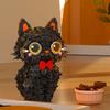 Adorable Black Cat Building Block Toys Full of Flowers - Bring Good Mood Challenging Assembly for an Exciting Artistic Creation