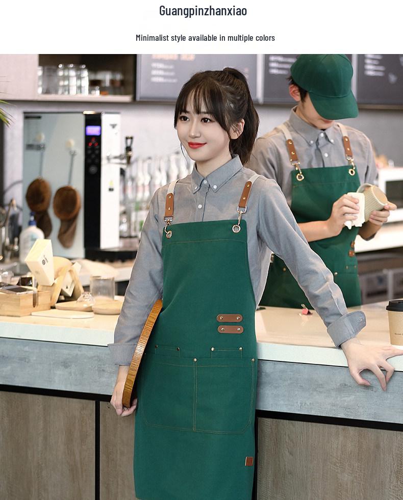 Canvas Apron with Logo Embroidery for Kitchen, Home, or Catering Shop.