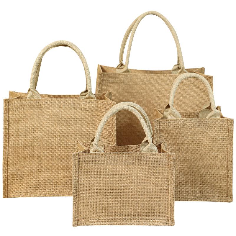 Hand-Painted Muji Jute Burlap Tote Bag for Christmas