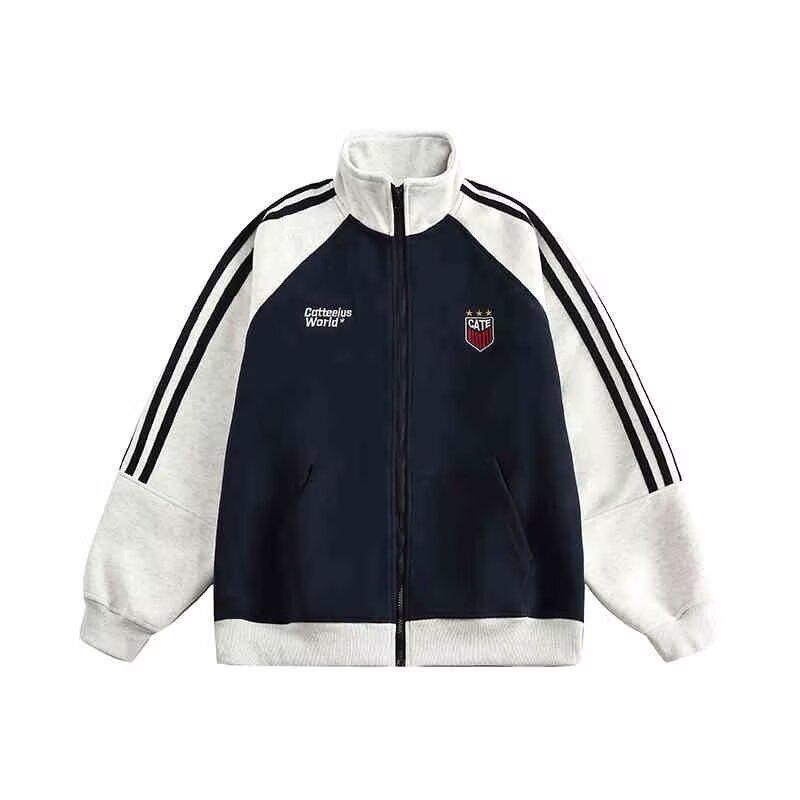 

American high street hiphop men s and women s loose baseball jacket spring and autumn casual versatile splicing couple jacket tide M Темно-синій