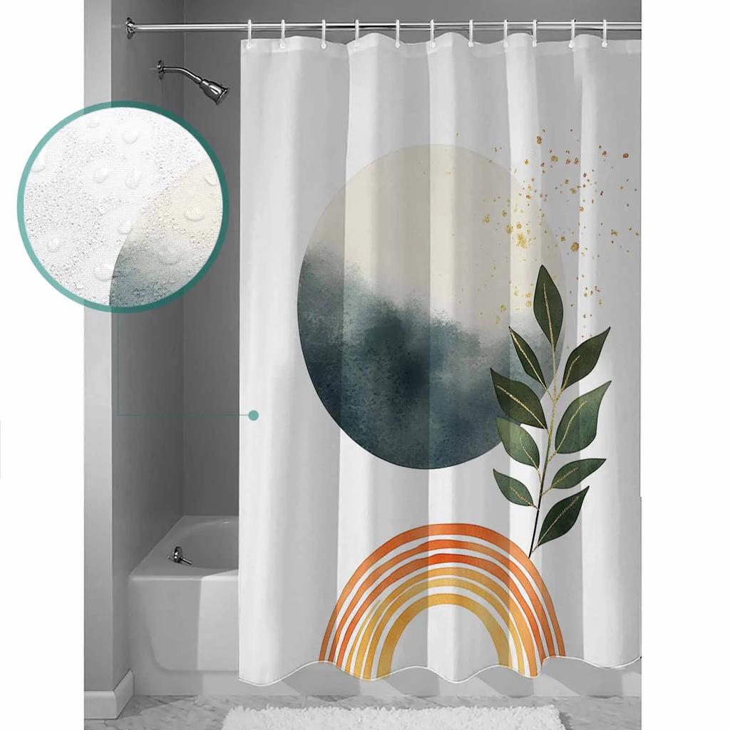 Retro Simple Lines Leaves Shower Curtains Waterproof Bath Curtains Home Decor Modern Luxury Bathroom Curtain